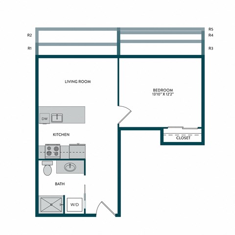 Aspire11 Apartments in Tacoma, Washington 1x1 Floor Plan